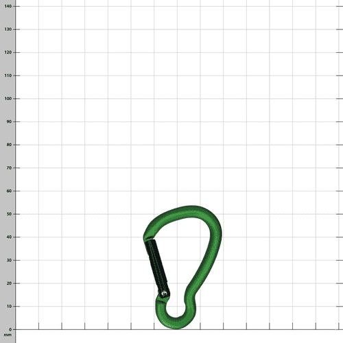 Mousqueton vert Big Mini avec mécanisme de fermeture noir, vue latérale sur fond blanc