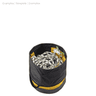 Conteneur PETZL bucket 30 ouvert noir et jaune avec corde blanche à l’intérieur