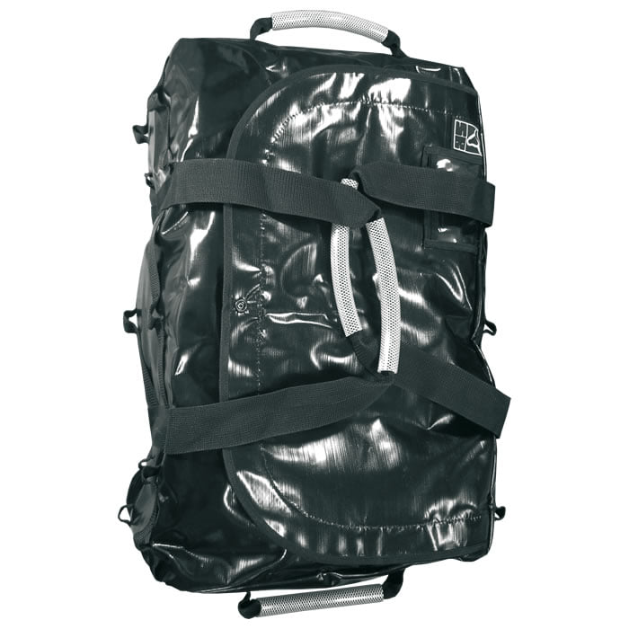Sac multi-usage noir avec plusieurs bretelles noires et deux poignées blanches