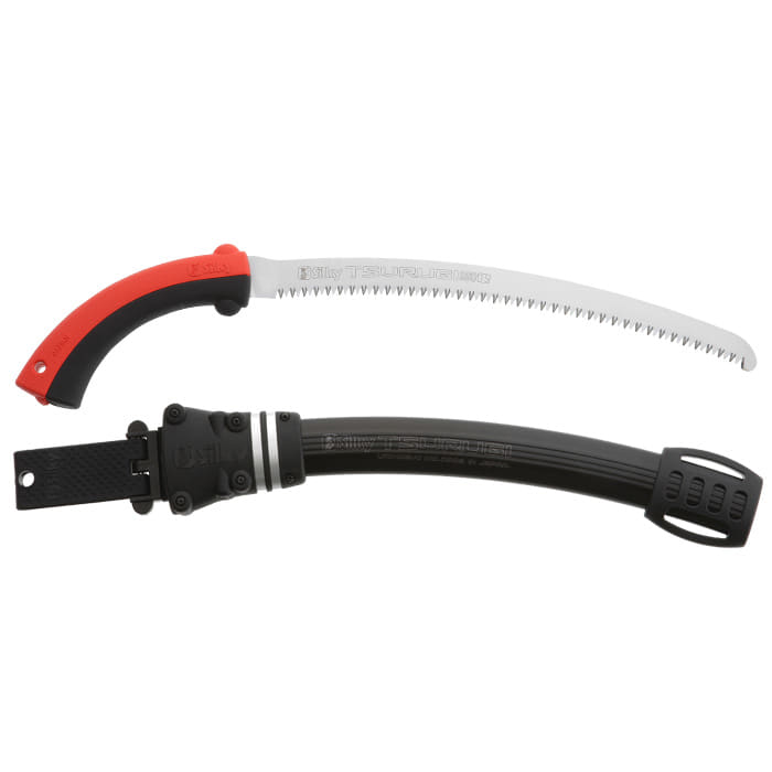 Scie à main Tsurugi Curve 330-7.5 avec poignée rouge et noire et lame de scie incurvée, fabricant Silky