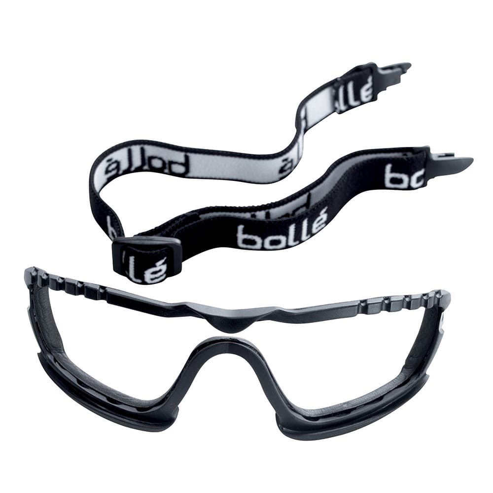 Kit de pièces de rechange Cobra avec sangle de lunettes noire avec inscription « bollé » blanche et cadre noir