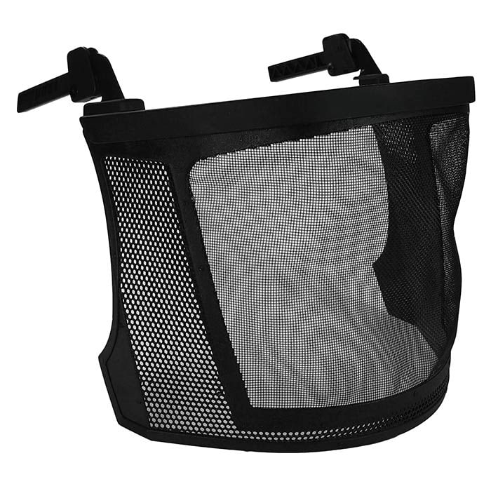 Visière en maille ECC en plastique noir avec tissu en maille et clips de fixation