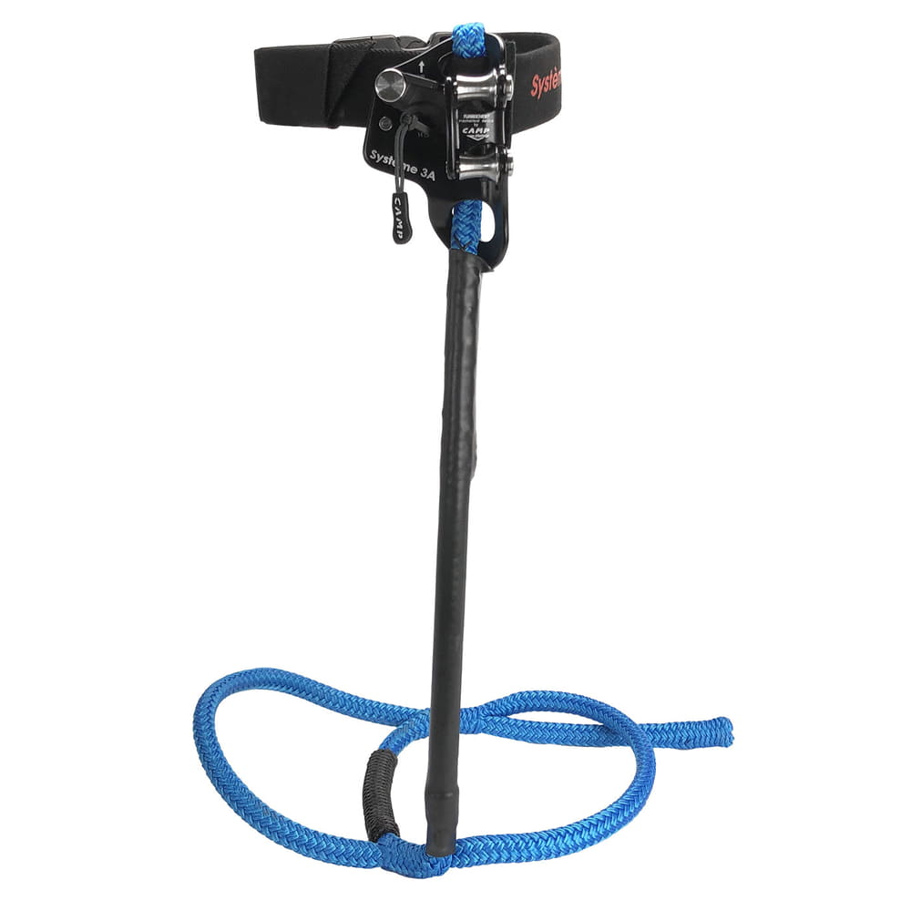 Systèmes 3A S avec sangle noire et corde bleue, mécanisme métallique et poignée en plastique