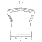 Cintre en métal Toolprotect Pro avec plusieurs crochets et deux supports rectangulaires sur les côtés, argent