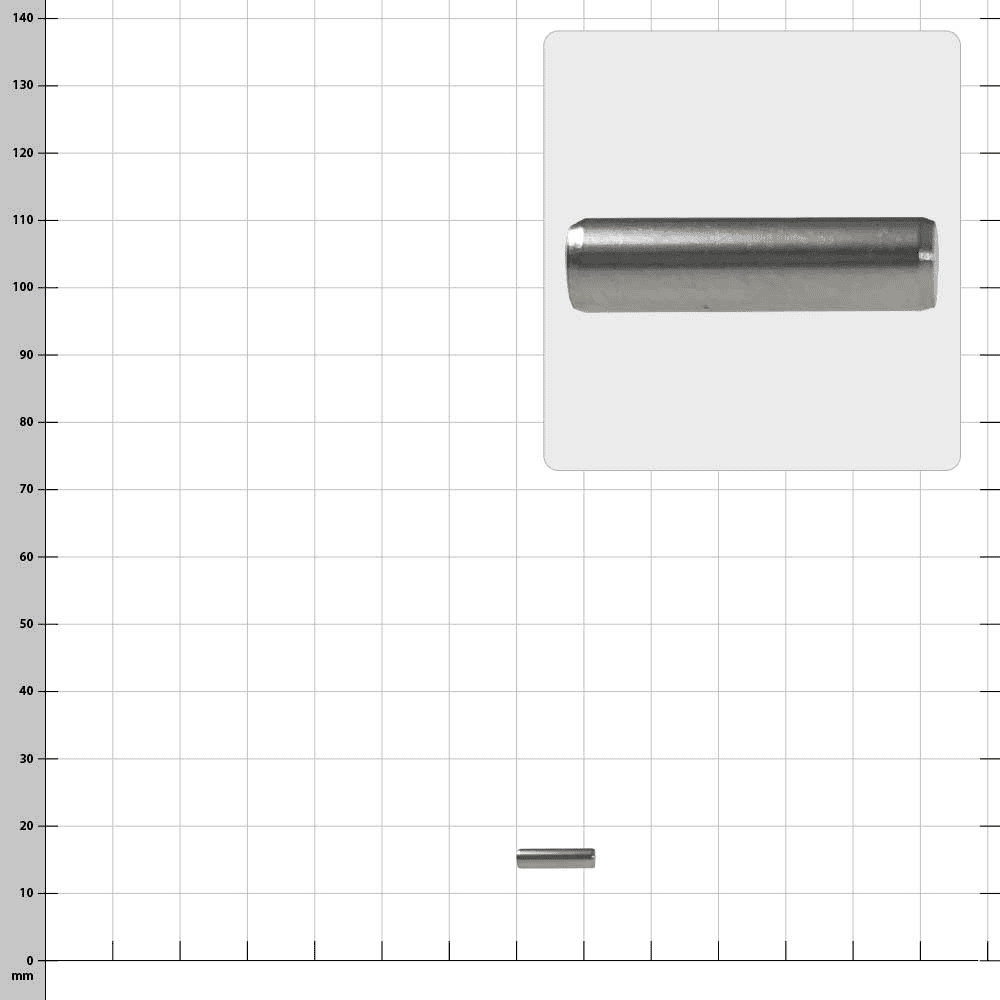 RopeGuide TwinLine Pin, une goupille métallique cylindrique courte avec une surface lisse et des extrémités arrondies