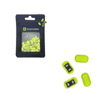 Tag NFC matériel de Scannable, emballage noir avec fenêtre transparente, de nombreuses petites étiquettes NFC jaune-vert visibles à l’intérieur