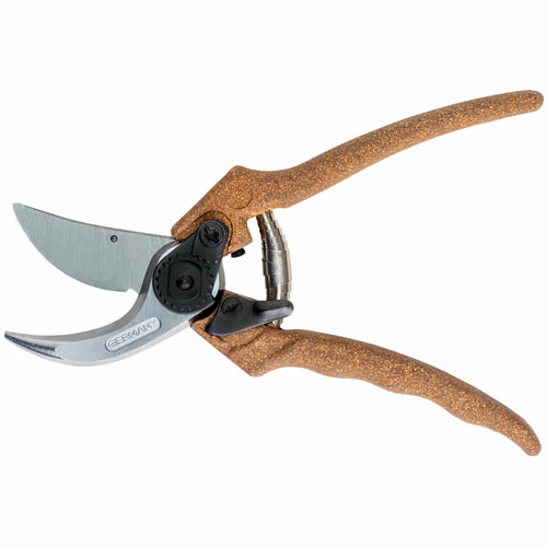 Sécateur Berger C1200 avec poignées marron et lame argentée, marque Berger, modèle C1200, fabriqué par l’Allemagne, vue de dessus