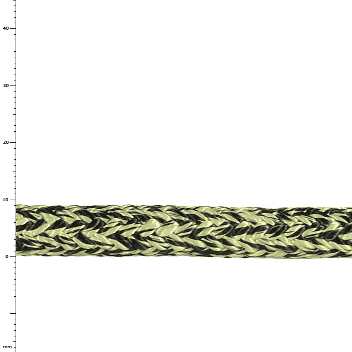 XS 9.1 Corde avec tressage jaune-noir, gros plan du matériau et de la structure
