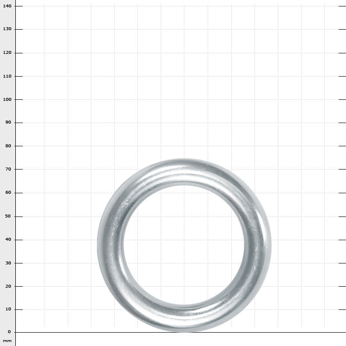 Bague 75, bague en métal, argentée, ronde, avec surface lisse