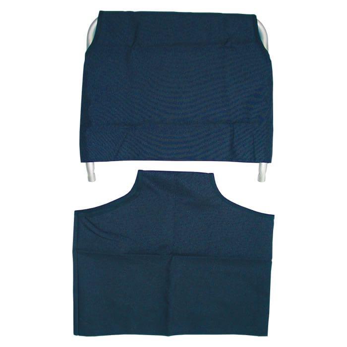 Pare-soleil Beach Rolly en bleu foncé avec cadre en métal blanc et partie en tissu bleu foncé en bas