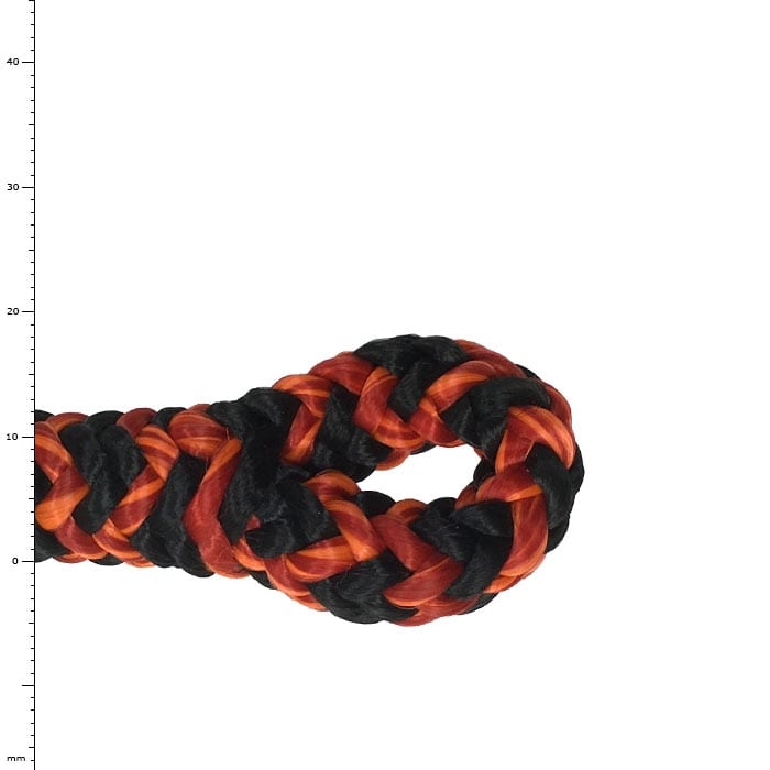 Épissure Black Widow, corde tressée noire et orange avec une boucle à l’extrémité