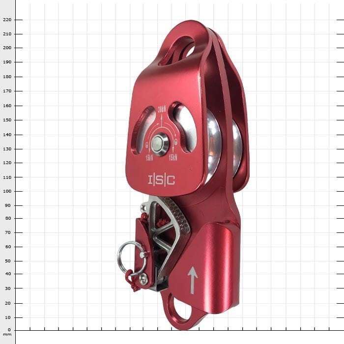 Transporteur de secours double, poulie rouge avec deux poulies et mécanisme métallique par ISC, facilement photographié sous un angle différent