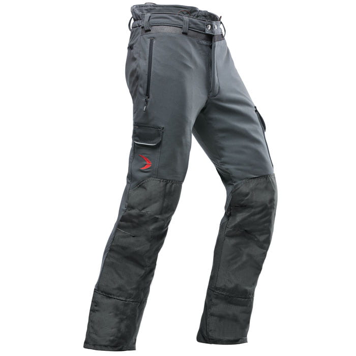 Pantalon de protection contre les coupures Arborist en gris et noir, avec plusieurs poches et genoux renforcés