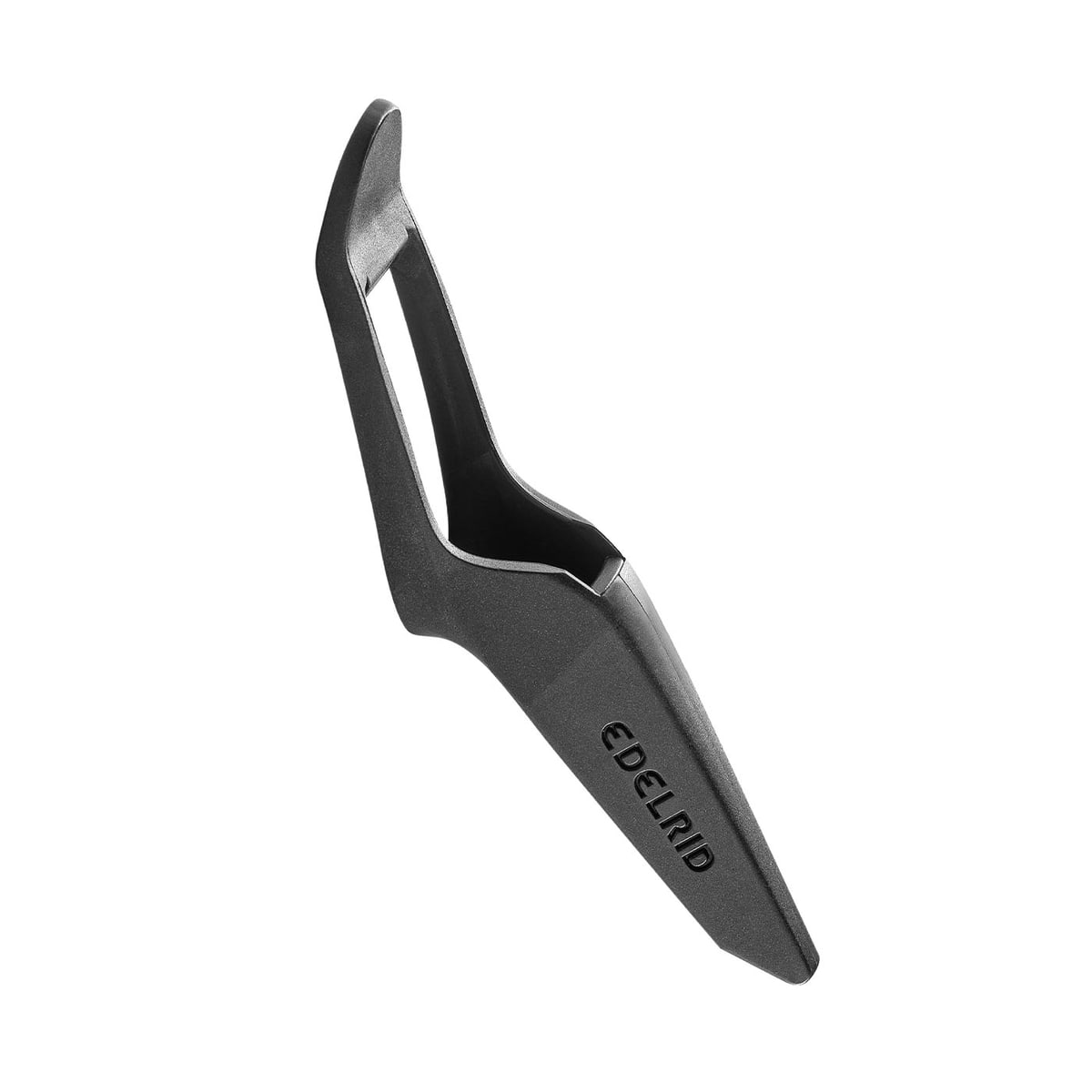 Talon Spike Protector d’Edelrid, protecteur de pointes en plastique noir avec design ouvert et inscription Edelrid sur le côté