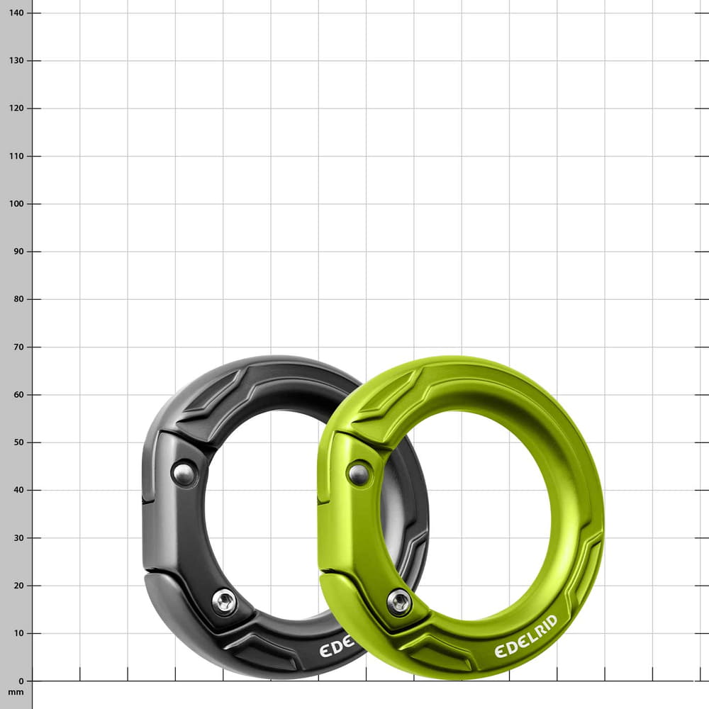 Mousqueton Cupidon Edelrid en noir et vert côte à côte