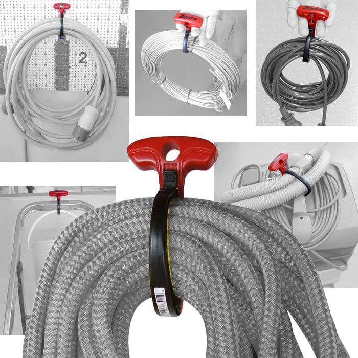 Enroulement de câble L, plusieurs applications avec poignée rouge pour la fixation des câbles à diverses boucles de câbles