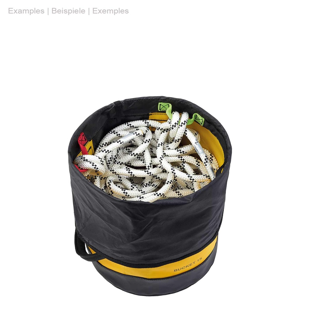 Petzl Bucket 15 Sac à corde avec corde d’escalade à l’intérieur, vue de dessus