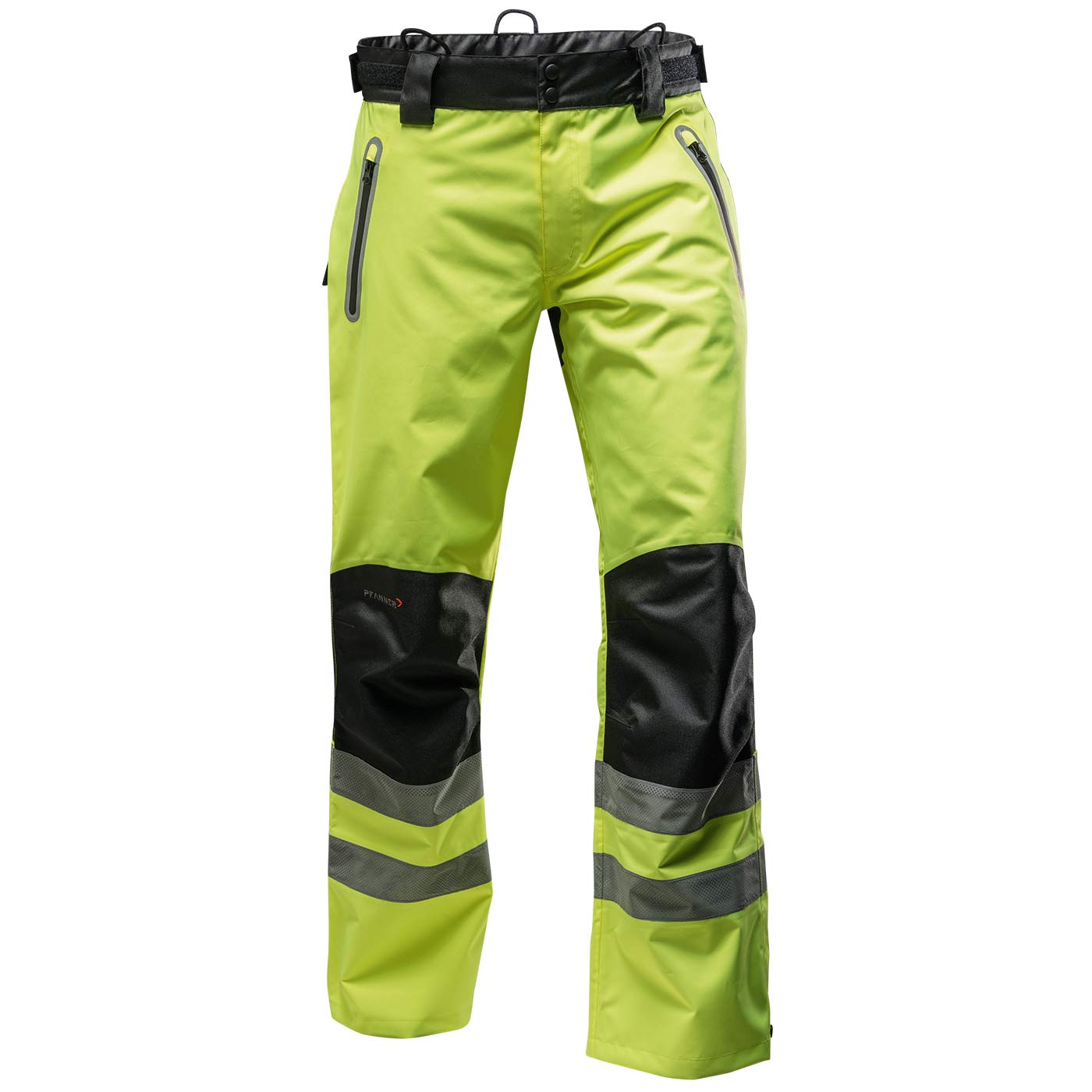 Pantalon de pluie Nanoshield® EVO EN 20471, pantalon de pluie jaune et noir avec bandes réfléchissantes sur les jambes et poches zippées sur le devant