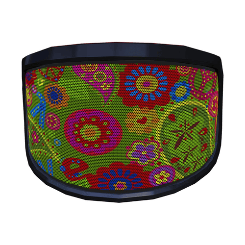 Visière PROTOS® Special Edition avec motif floral coloré et cadre noir, légèrement inclinée vers l’avant