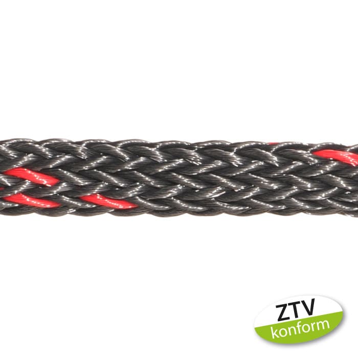 Corde creuse Boa 8T Corde tressée noire avec inserts rouges et autocollants conformes ZTV