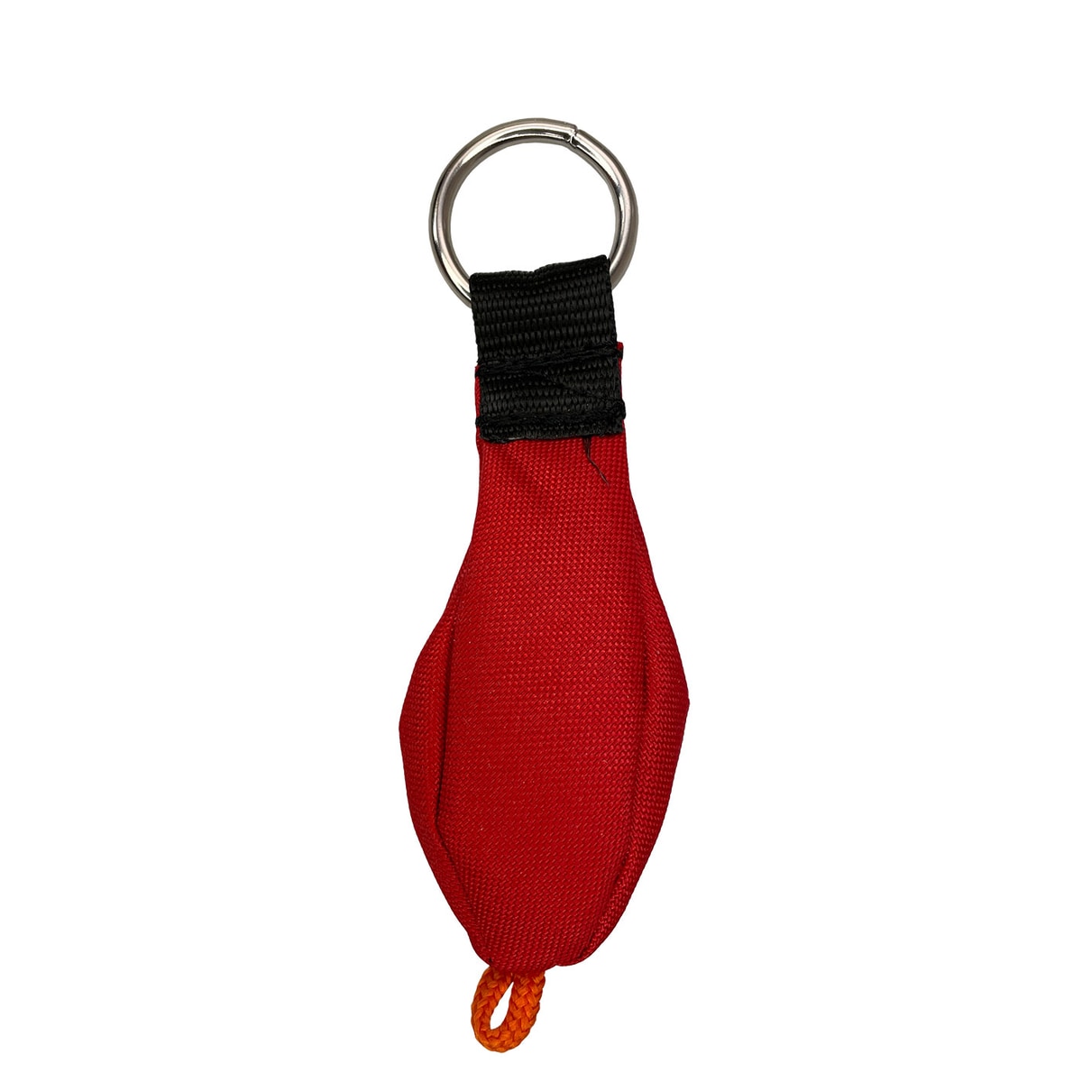Porte-clés ECO en rouge avec ruban de tissu noir et porte-clés argenté