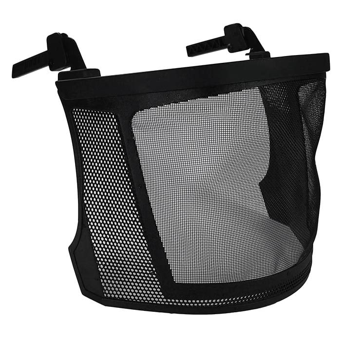 Visière en maille ECC en plastique noir avec tissu en maille et clips de fixation