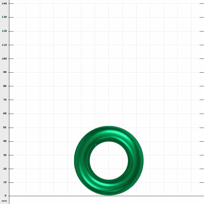 Aluring 28 anneau rond vert en aluminium sur fond blanc avec mesures