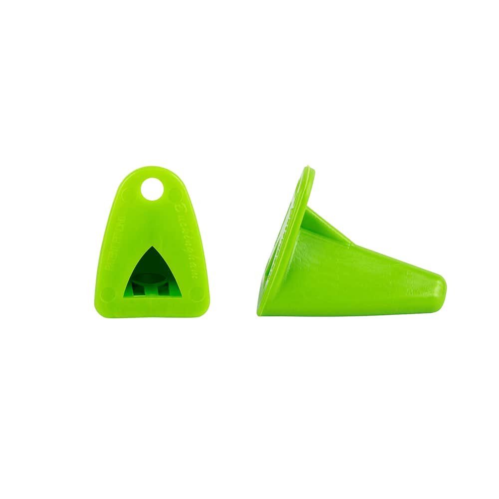 Gaff Guard magnétique, vert, plastique, deux vues de face et de côté