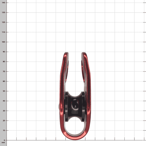 Micro poulie, poulie rouge avec roue noire, fabricant ISC, modèle RP037, vue de dessus