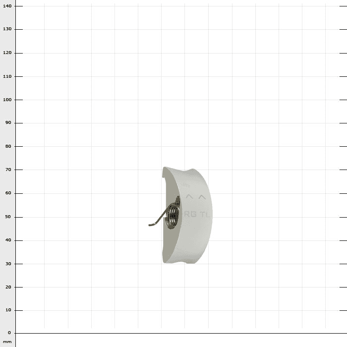 RopeGuide TwinLine Clamping Mors, pince métallique semi-circulaire de couleur argentée avec un petit ressort en spirale au milieu