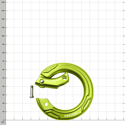 Mousqueton Edelrid Cupidon en vert ouvert avec vis à côté