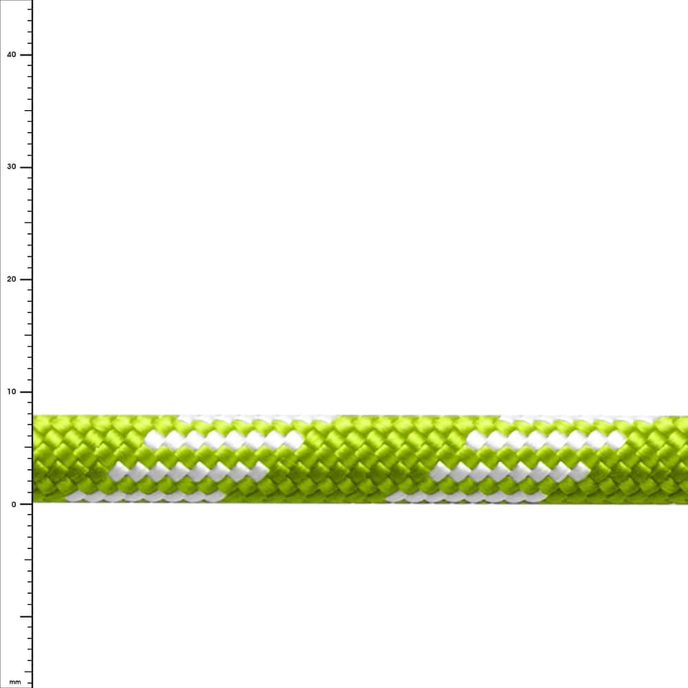 Corde spéciale en vert avec des motifs blancs sur fond blanc
