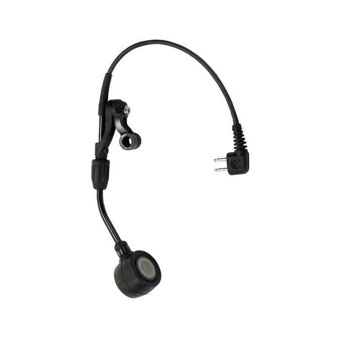 Bras de microphone Lite Com Dynamic en noir avec bras flexible, tête de microphone, clip de montage et câble de connexion avec prise