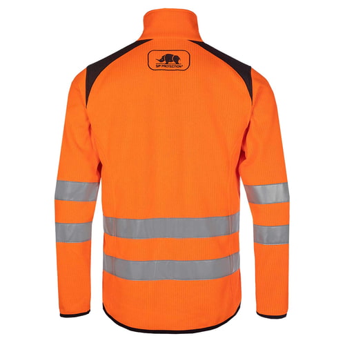 Blouson Tundra Flash en orange avec bandes réfléchissantes sur le dos et zone des épaules noires, fabricant Rhino, type non visible