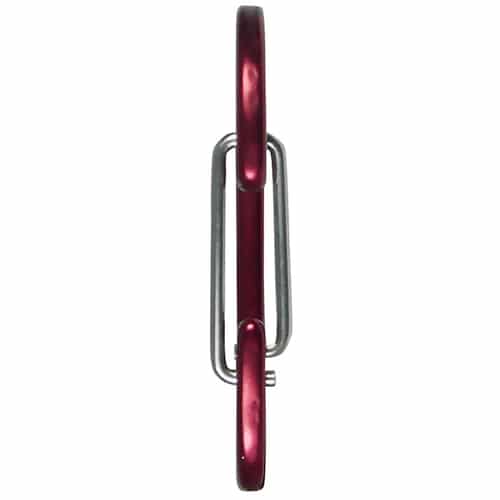 Mousqueton Wire 60 en rouge avec plume d’argent, Fabricant Edelrid, Vue latérale