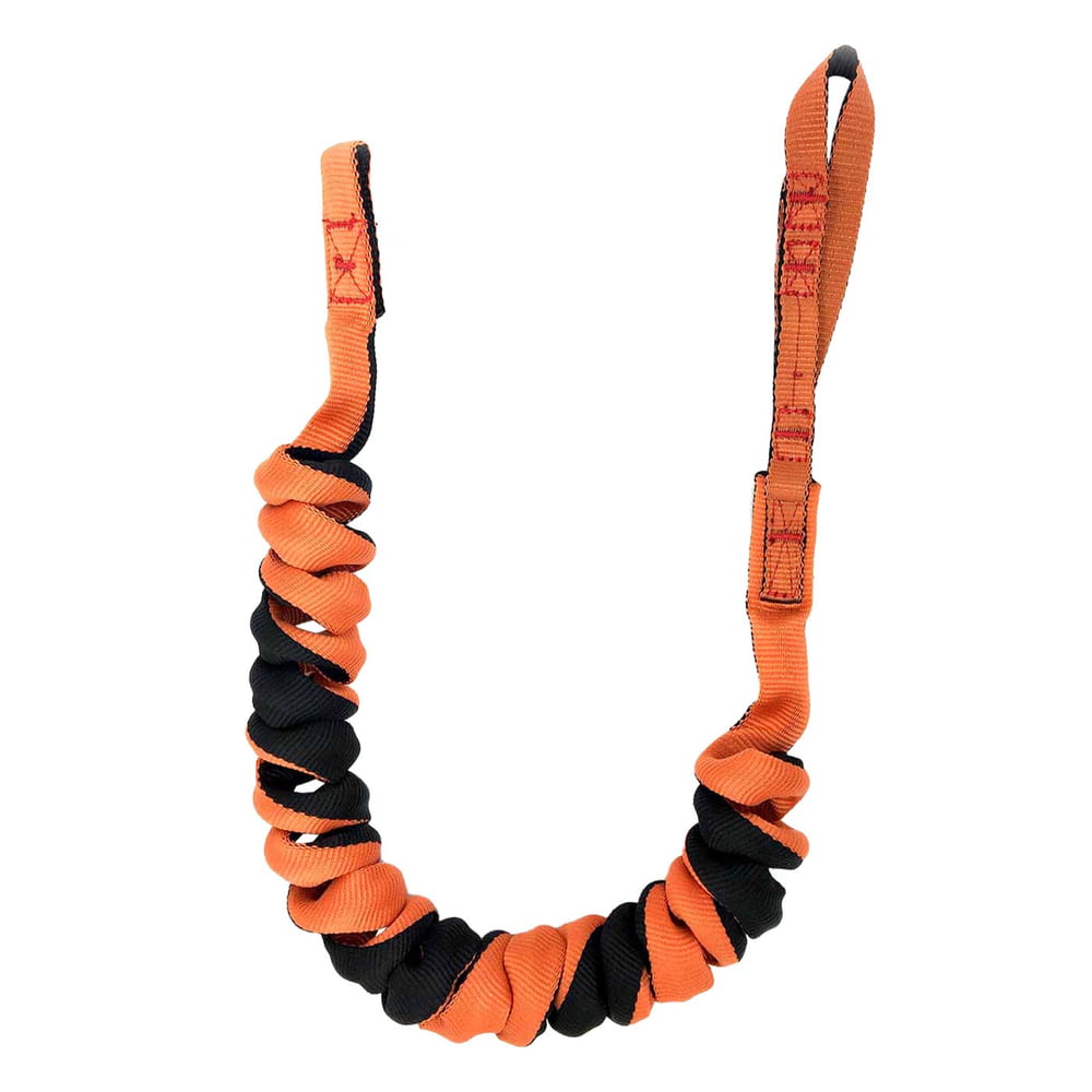 Longe à portée totale en orange et noir, sangle enveloppée en spirale avec extrémités à boucle