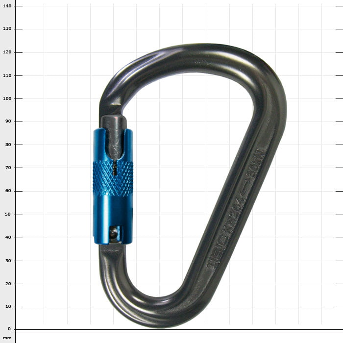 Mousqueton Artec avec bouchon à vis bleu et finition métal noir