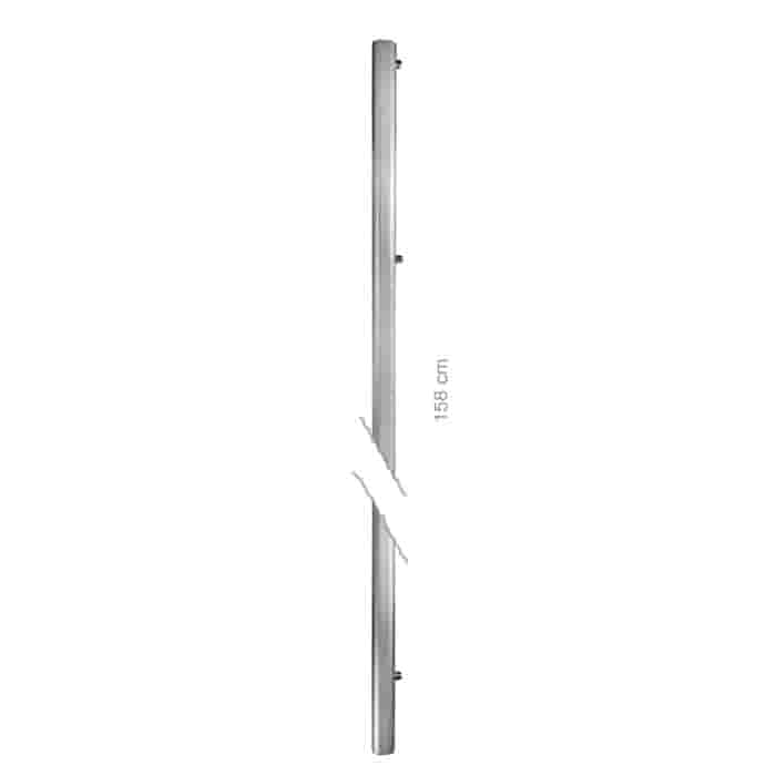 Dessus de mât Hayauchi 630, longue barre en métal argenté avec trois petits points d’attache et une spécification de longueur de 158 cm