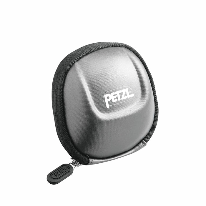 Poche Tactikka by Petzl Sac compact rigide gris avec fermeture éclair et logo Petzl blanc sur le devant