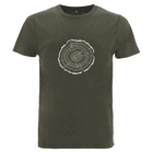 T-shirt Treeslice vert olive avec motif de tronc d’arbre blanc sur la poitrine