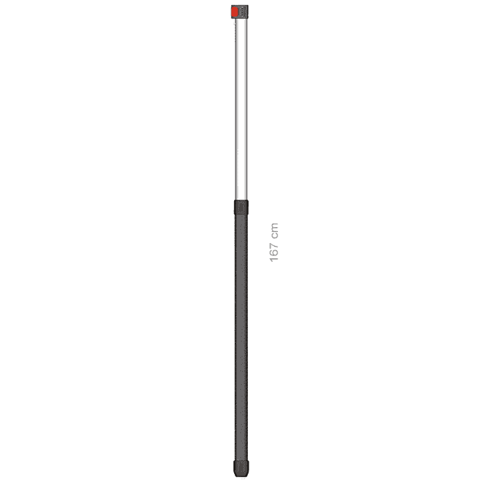 Hayauchi 630 Mât inférieur, mât long avec poignée noire et tige blanche, haut avec partie rouge et grise, longueur 167 cm