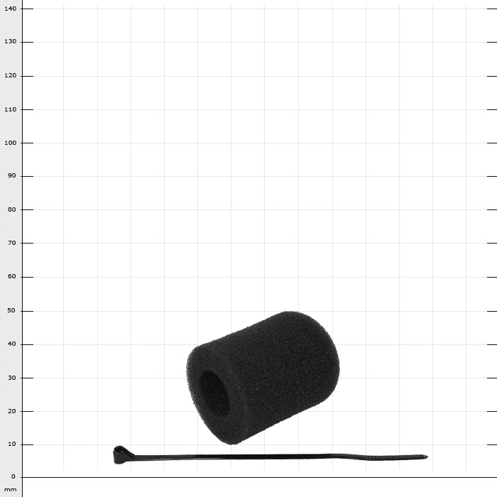 Protecteur de microphone Lite Com M40-1 en mousse noire avec un serre-câble noir à côté