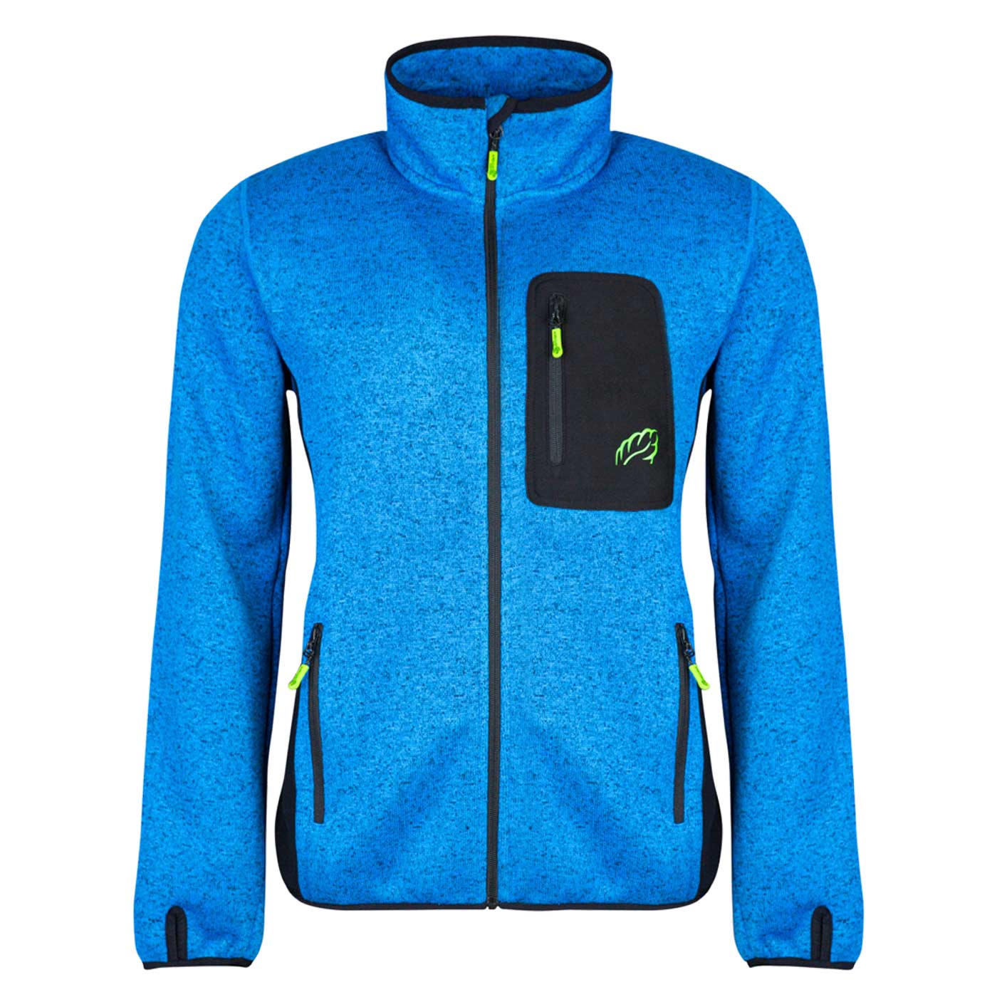 Veste polaire bleue Kudu Plus avec poche poitrine noire et fermetures éclair latérales