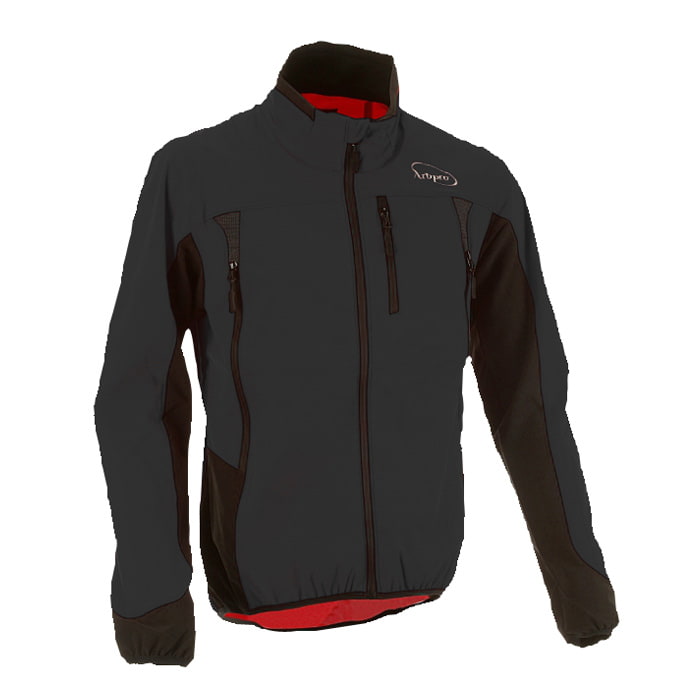 XLight Jacket by Arbpro, veste noire et rouge avec fermeture éclair et trois poches visibles