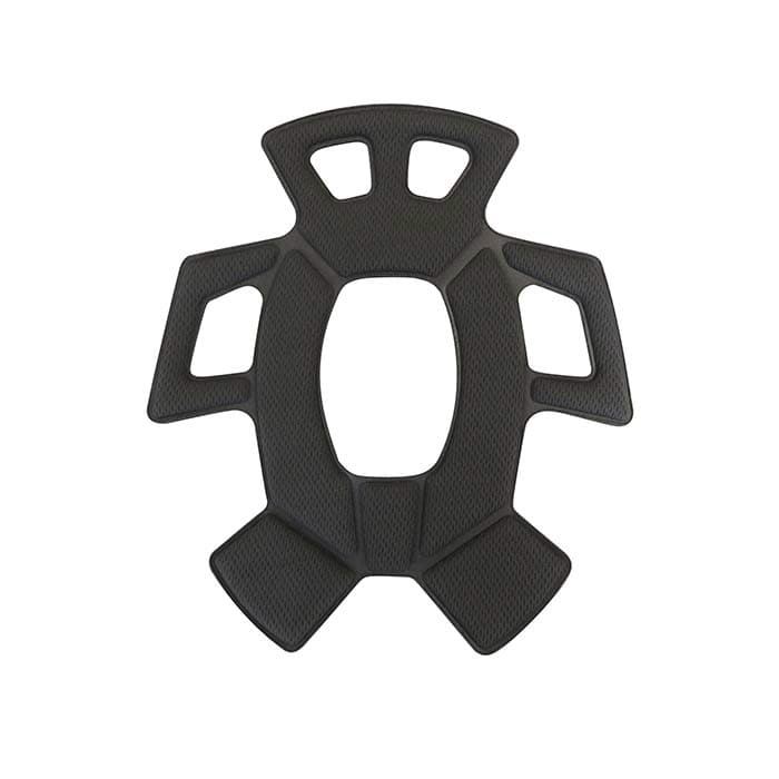 Coussin en mousse Petzl de couleur noire avec de multiples découpes et zones rembourrées, posé à plat