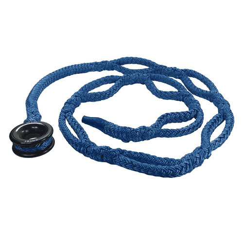 Élingue noeud Kokoan 12, corde tressée bleue avec plusieurs boucles et anneau en plastique noir avec corde incrustée