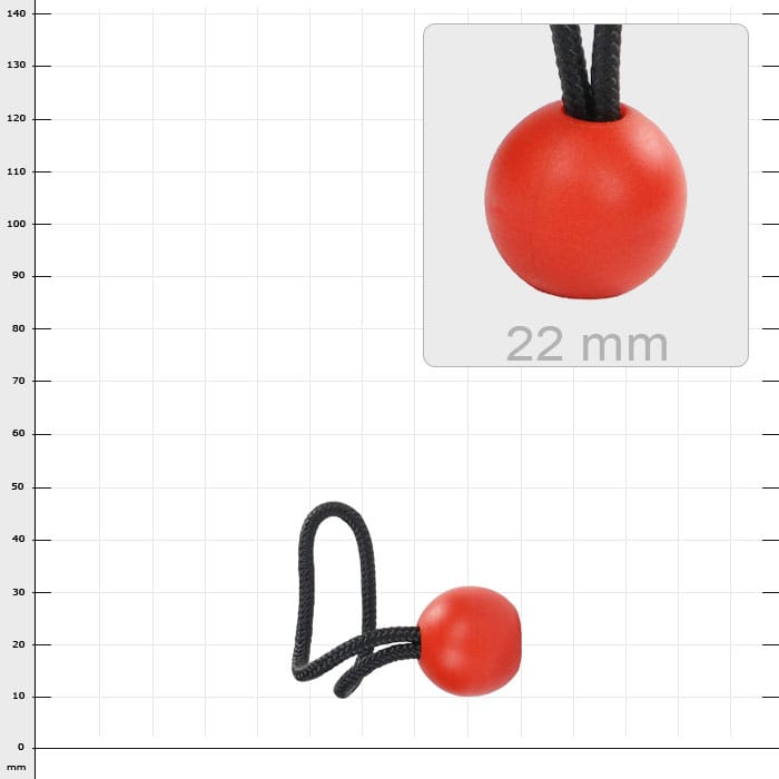 Raclette 22, boule rouge avec boucle noire
