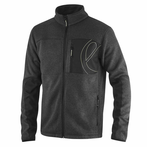 Veste Mylodon gris foncé avec poche poitrine noire et fermeture éclair, vue de face