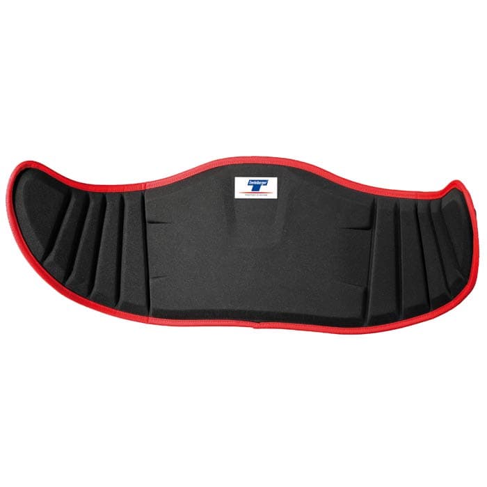 Coussinet de hanche treeMOTION Comfort noir avec bordure rouge et petite étiquette blanche au milieu