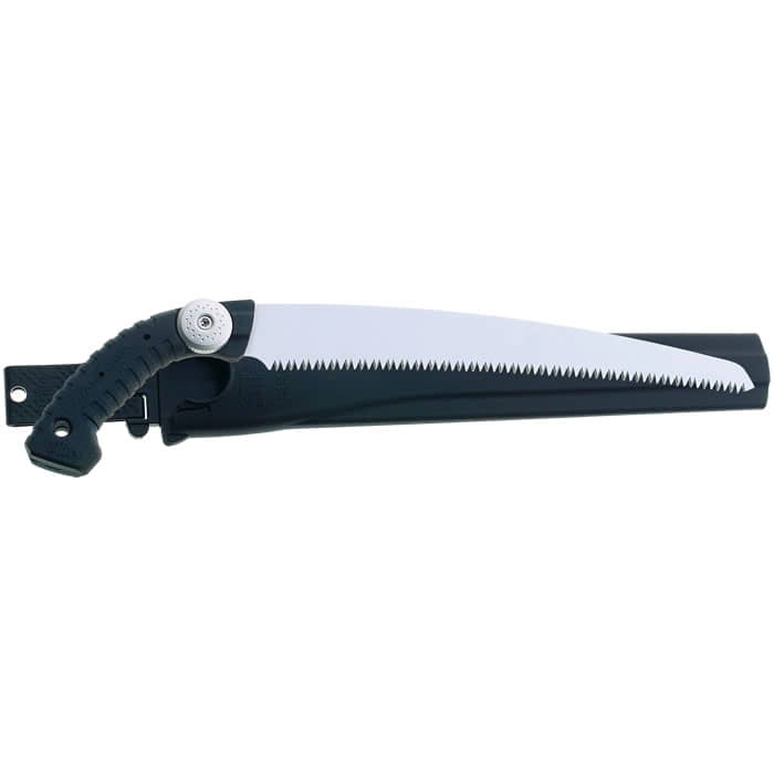 Natanoko 330-8 Scie à main avec poignée ergonomique noire et lame de scie argentée dans un boîtier en plastique noir